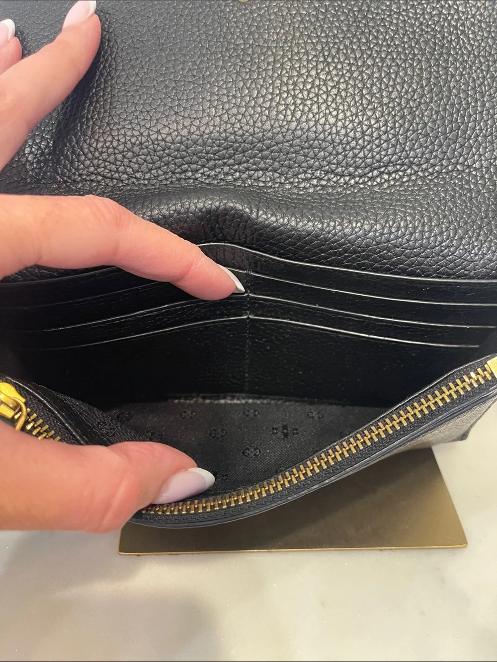 Tory Burch Black Britten Leather Wallet with Wristlet